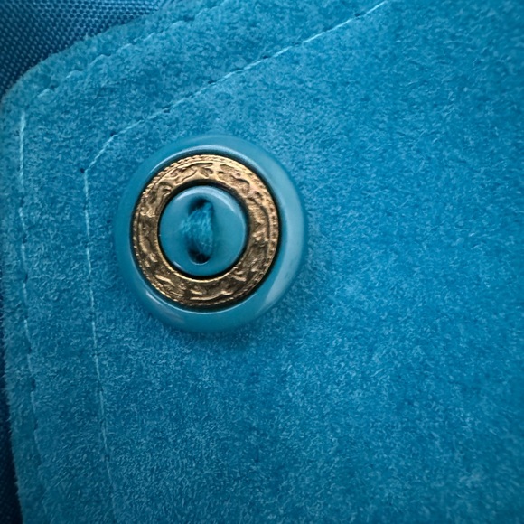 Margaret Godfrey  Union Made Turquoise Suede Skirt Suit  Vtg S 10 - Picture 13 of 14